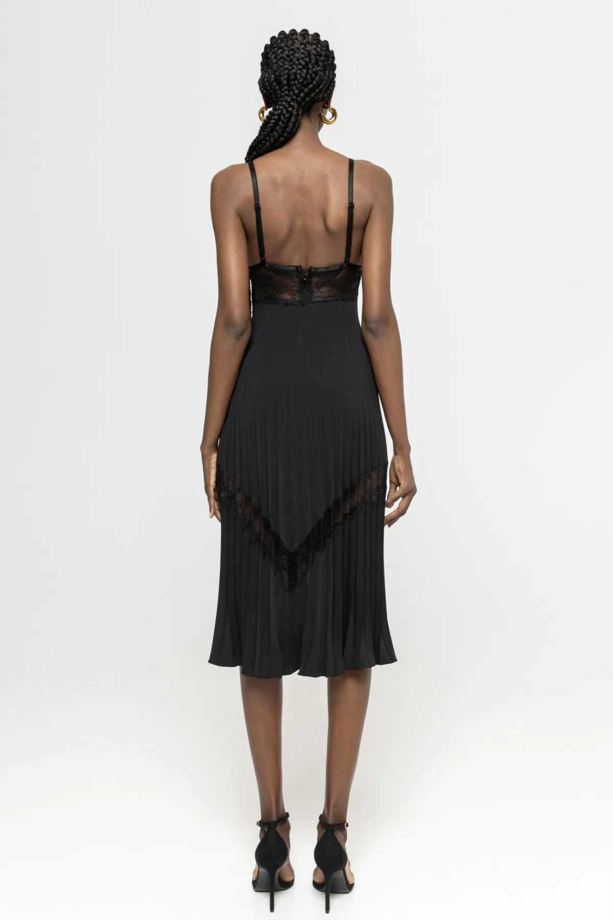 New Lace insert pleated midi dress Dresses