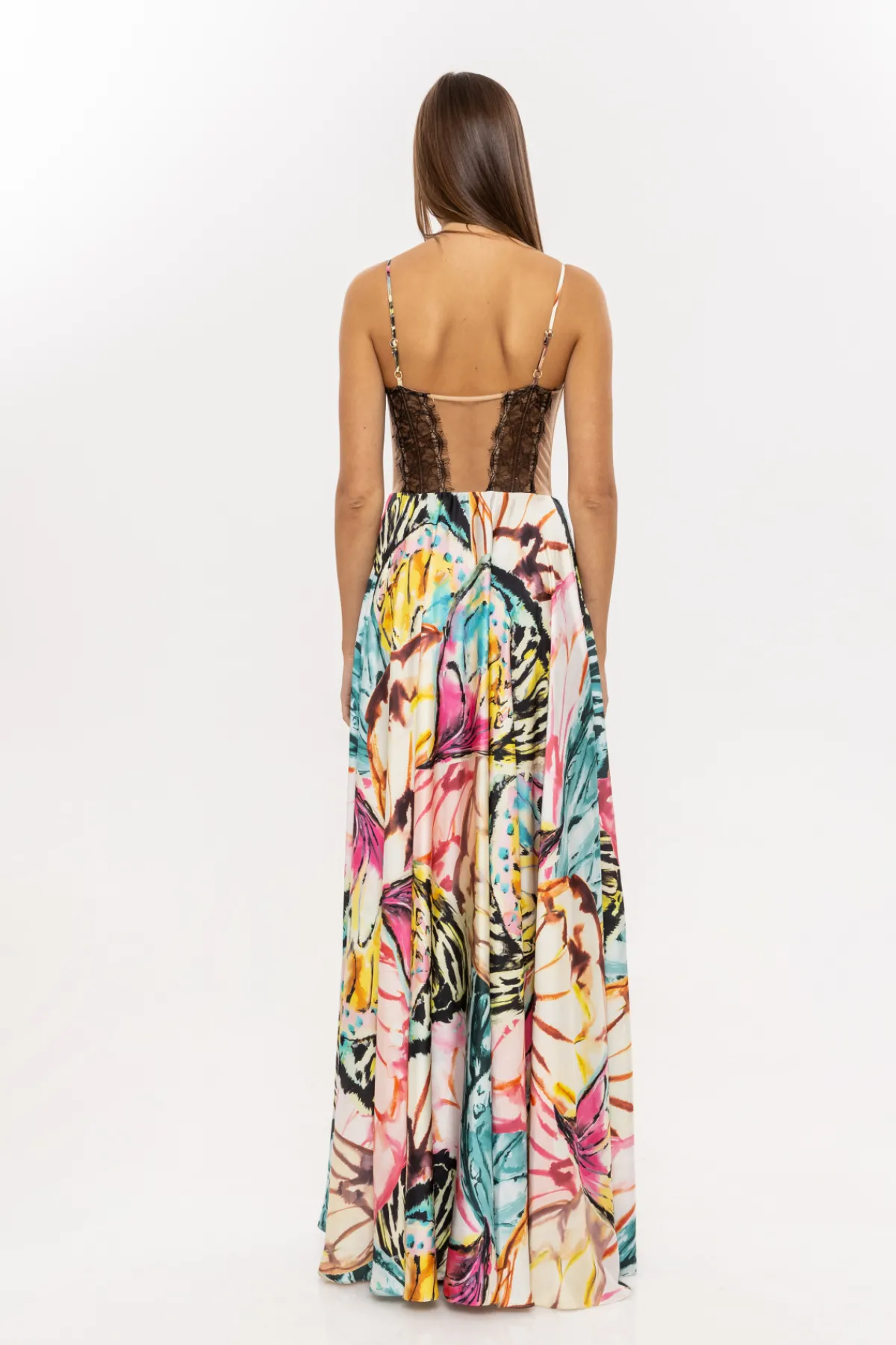 Sale Lace insert satin dress Dresses