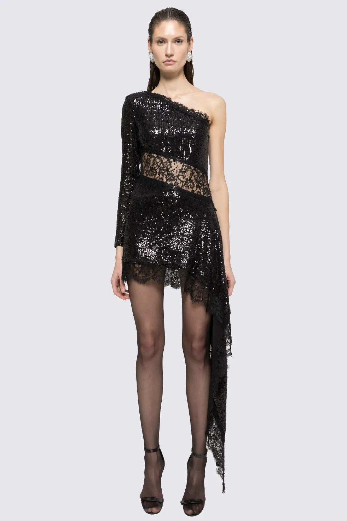 Best Lace insert sequined midi dress Dresses