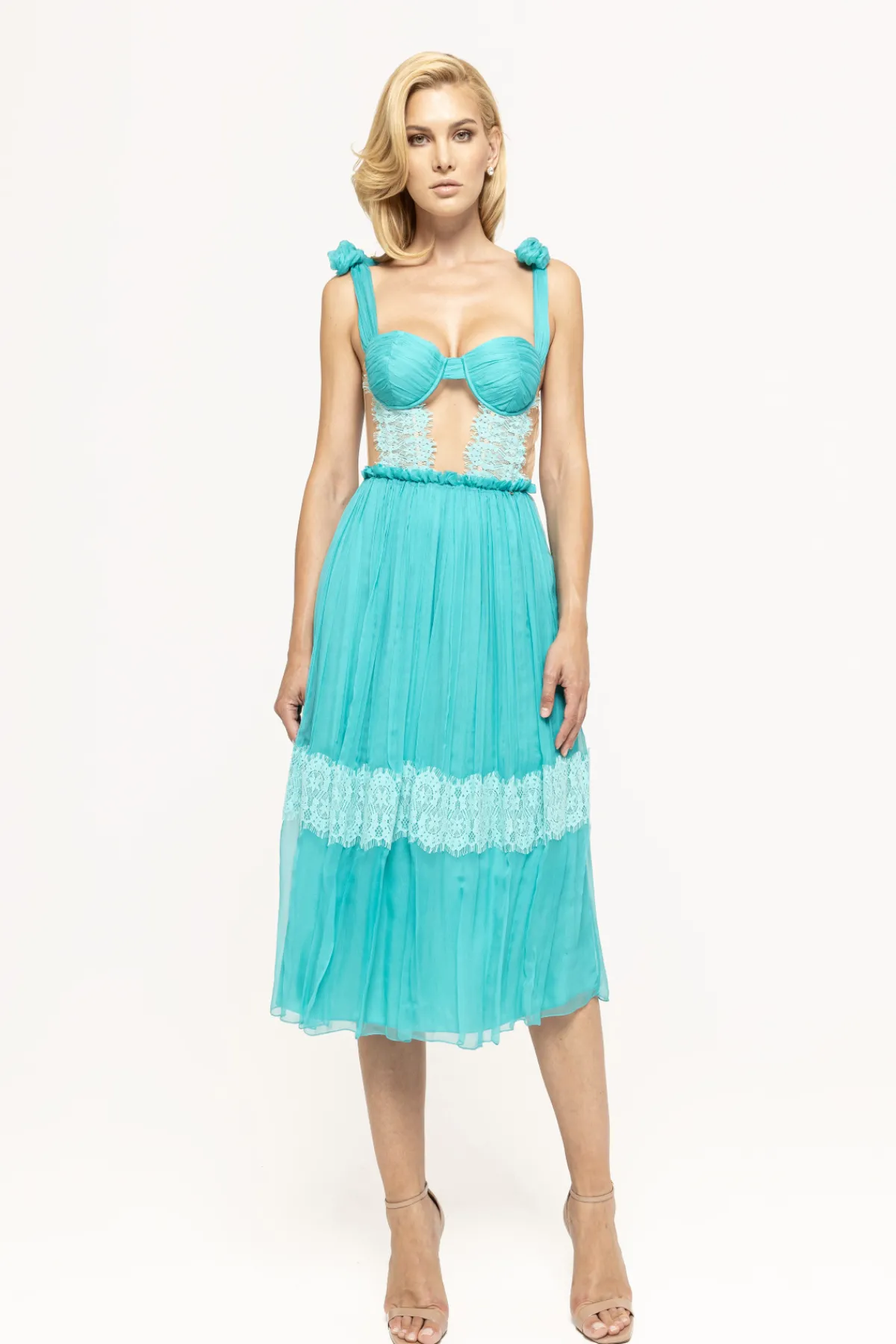 New Lace insert silk dress Dresses