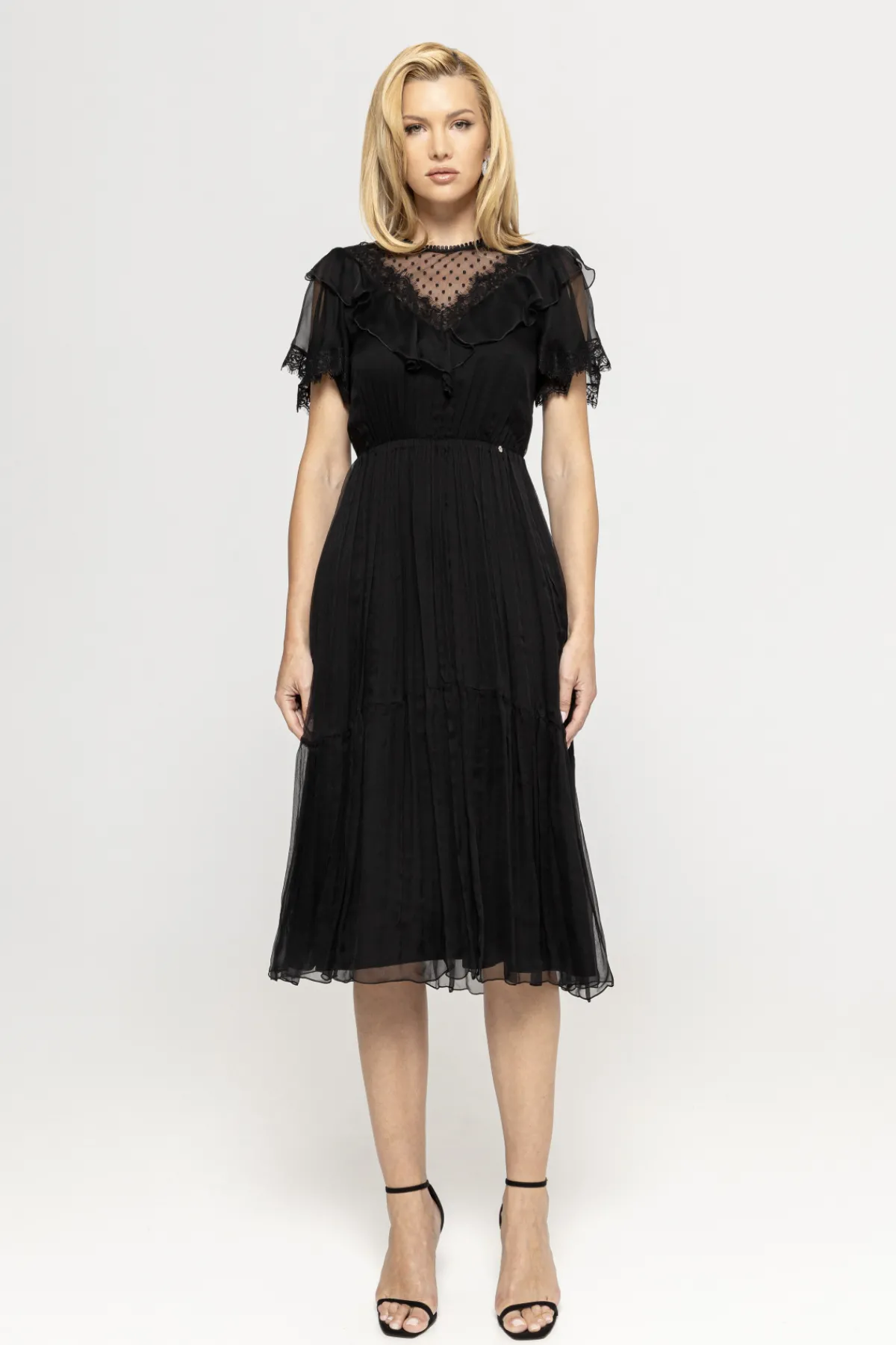 Cheap Lace insert silk dress Dresses