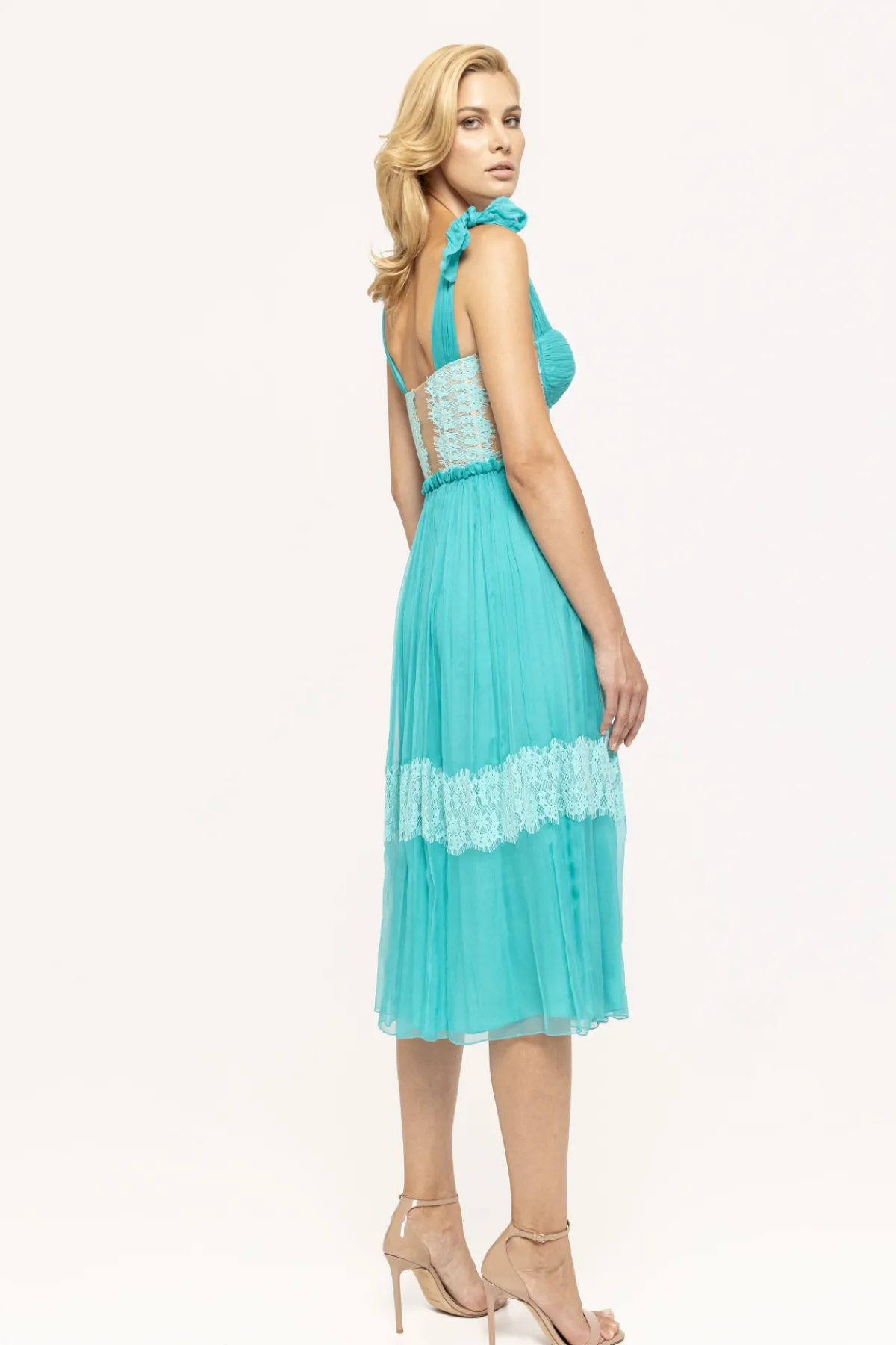 New Lace insert silk dress Dresses
