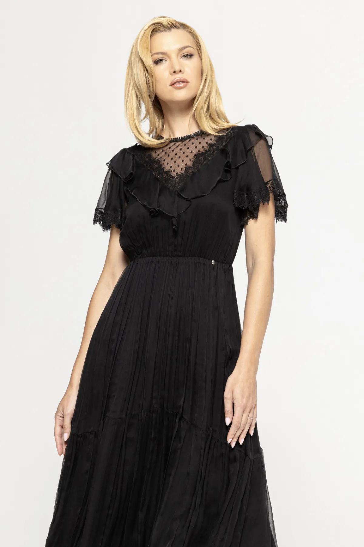 Cheap Lace insert silk dress Dresses