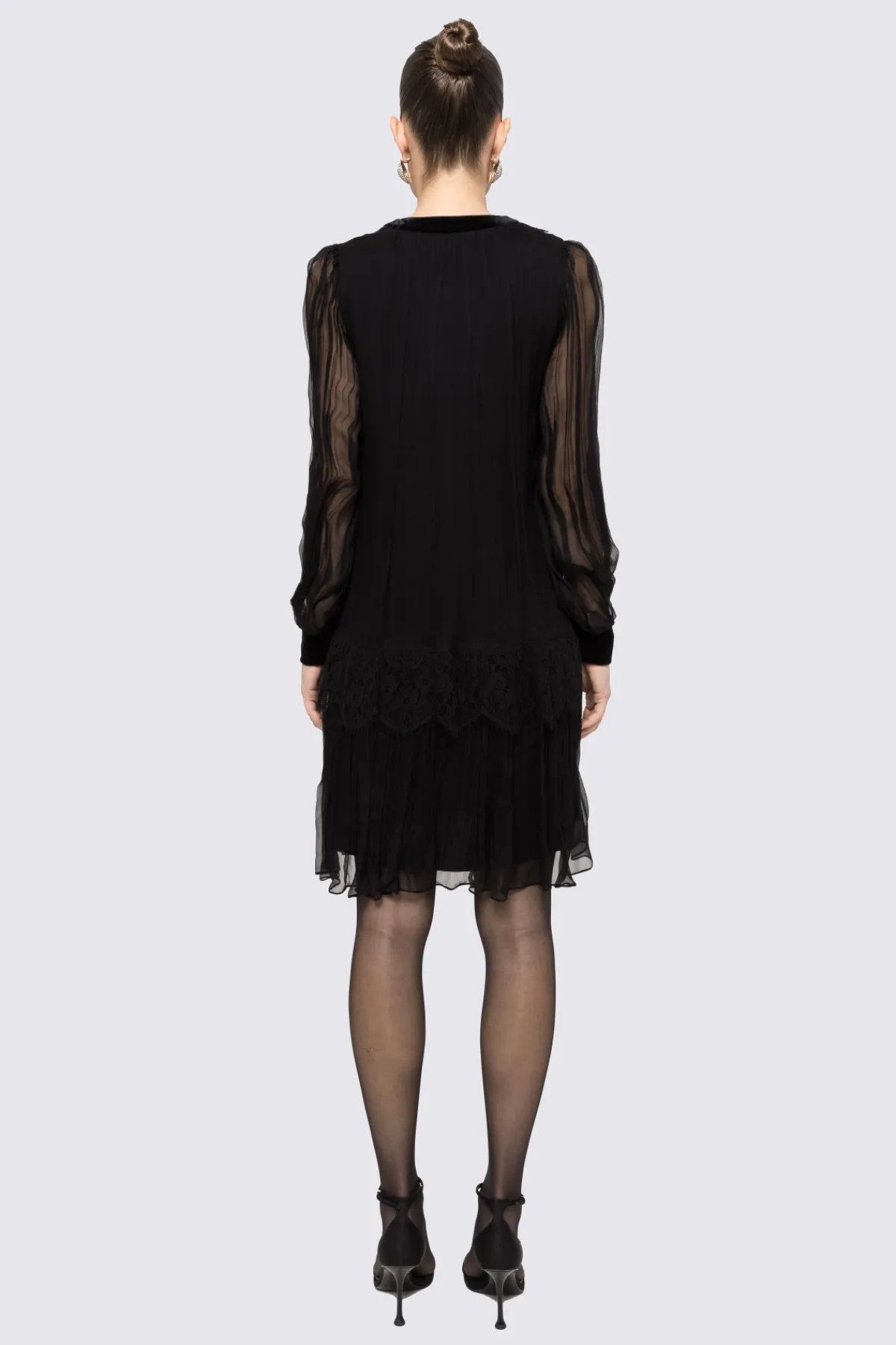 Clearance Lace insert silk midi dress Dresses