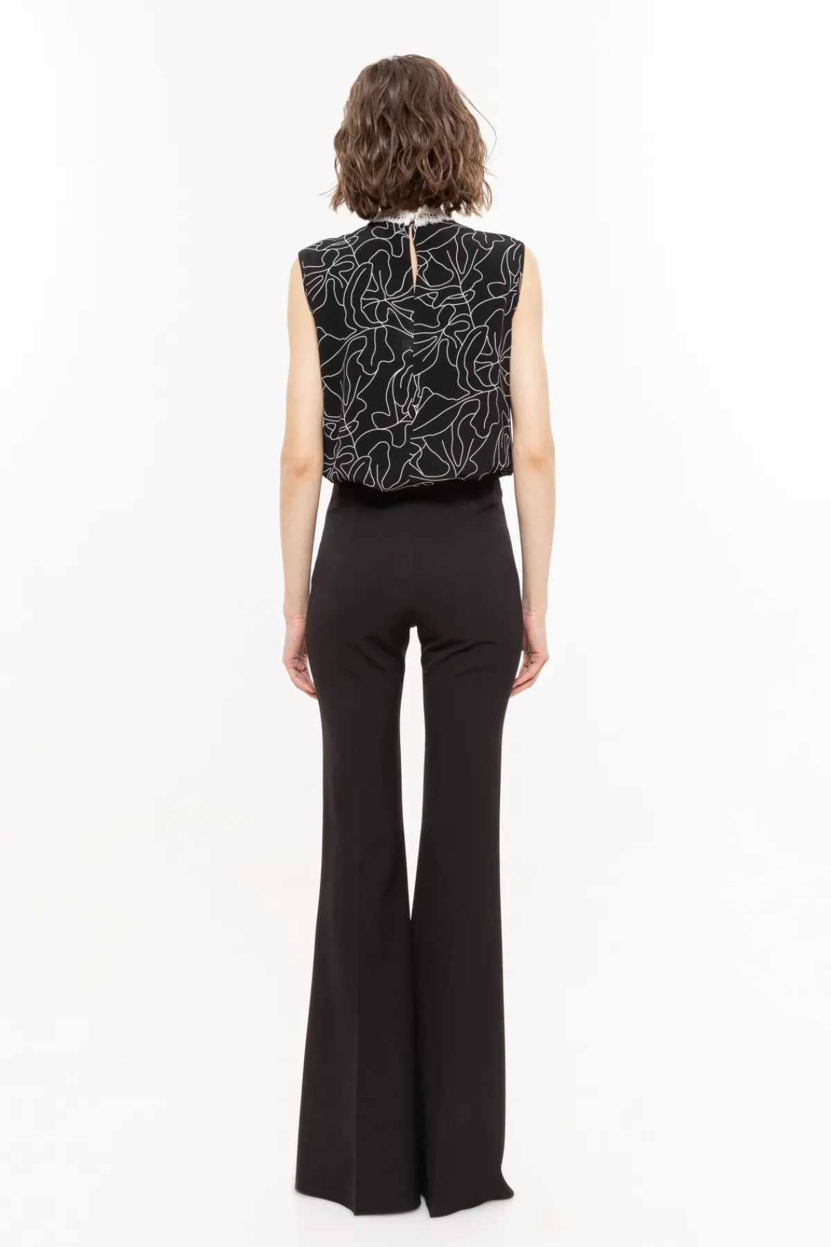 Fashion Lace insert viscose top Tops