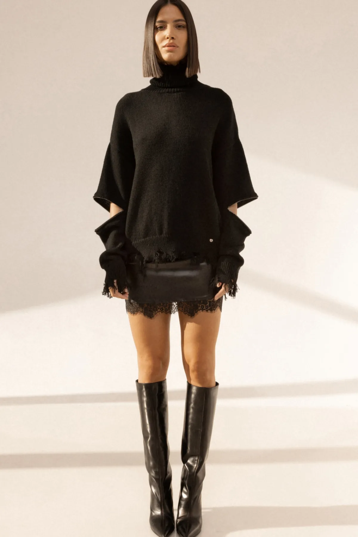 Flash Sale Lace trim faux leather skirt Leather | Skirts