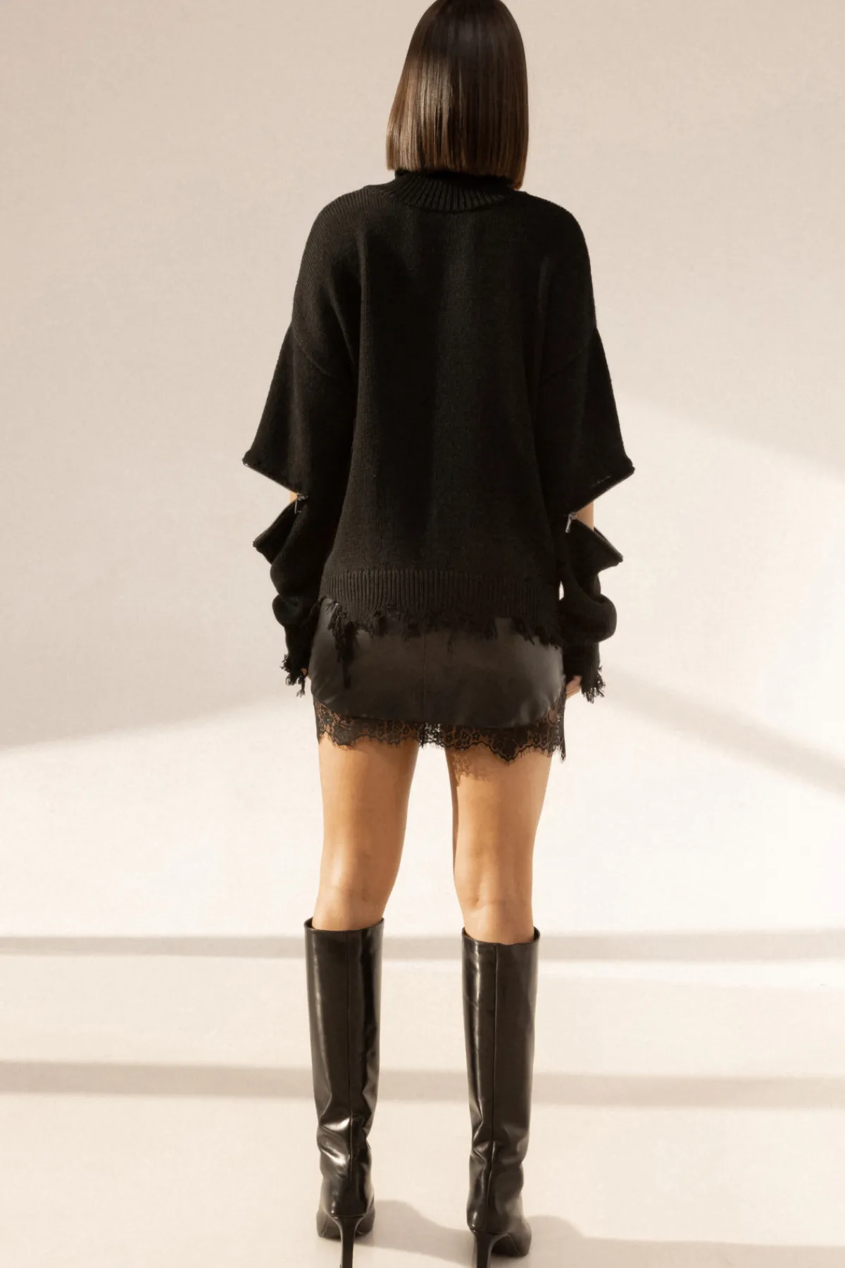Flash Sale Lace trim faux leather skirt Leather | Skirts