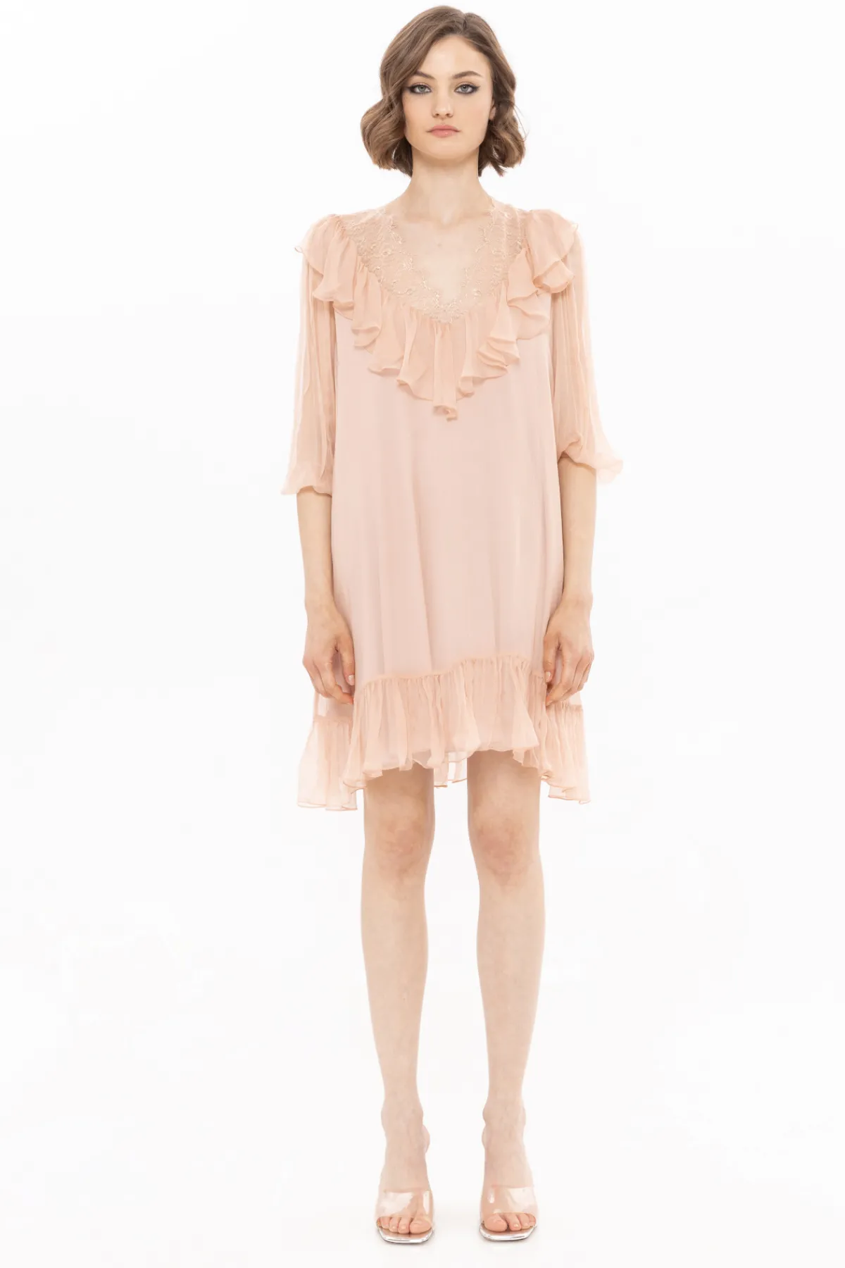 Best Sale Lace trim silk dress Dresses