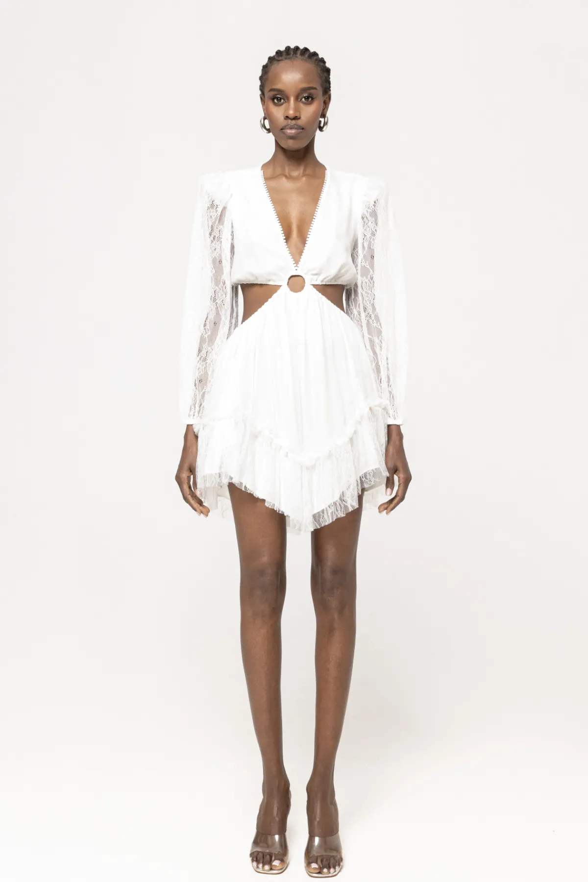 Discount Lace trim silk dress Dresses