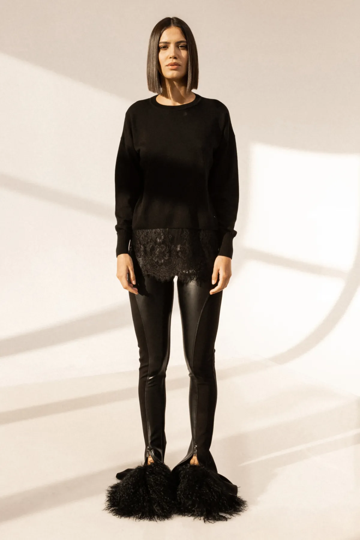 Best Sale Lace trimmed knitted top Knitwear