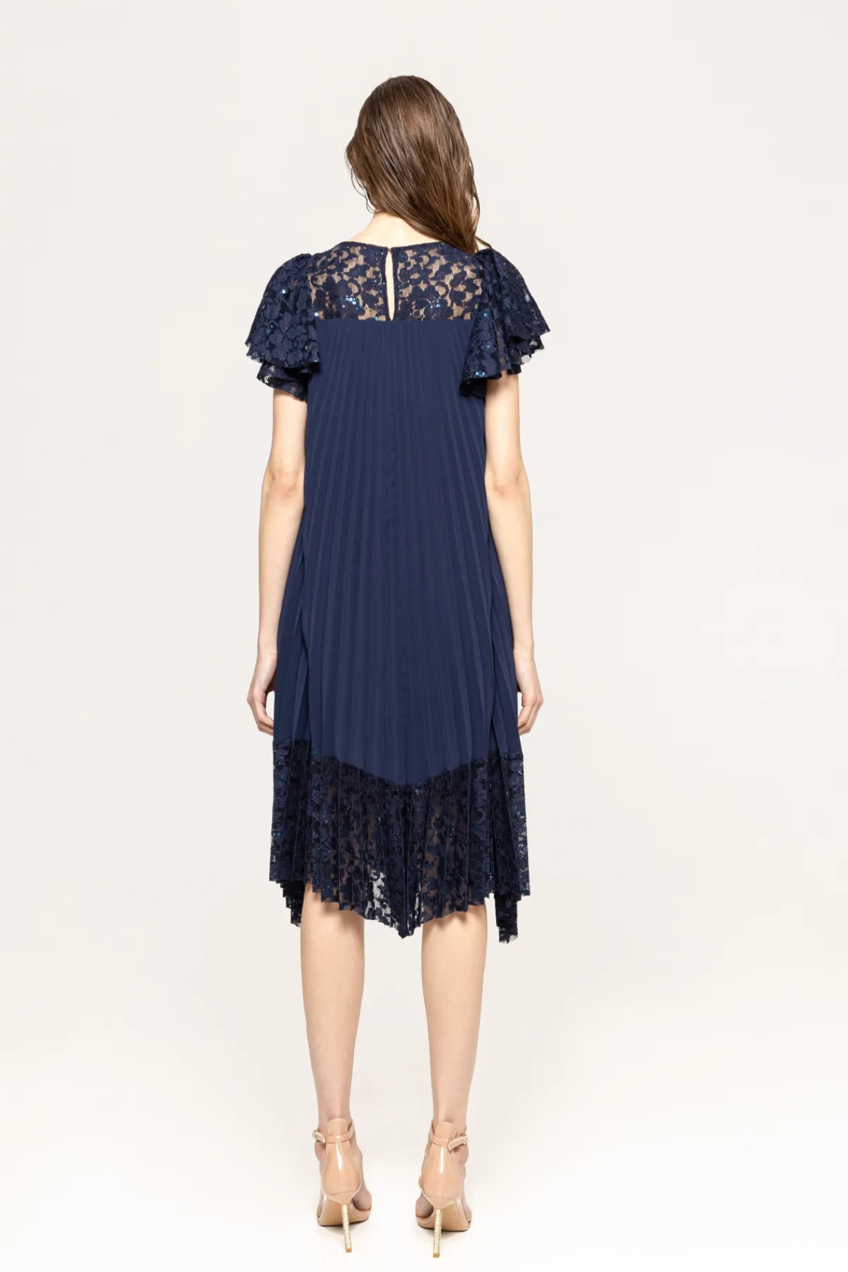 Best Lace trimmed pleated dress Dresses