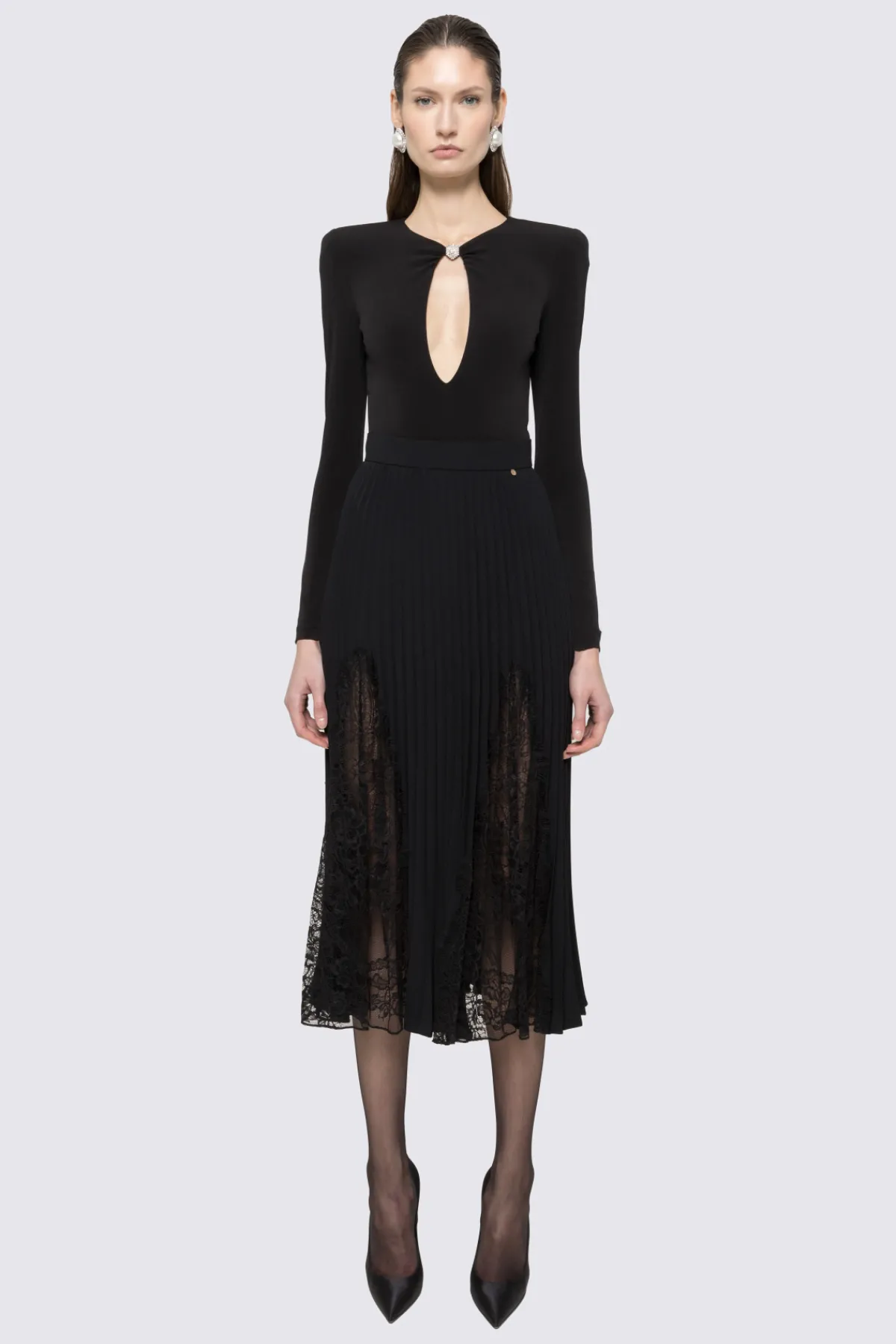 Fashion Lace-insert pleated skirt Skirts