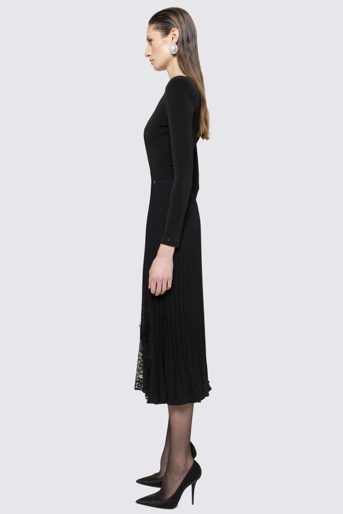 Fashion Lace-insert pleated skirt Skirts