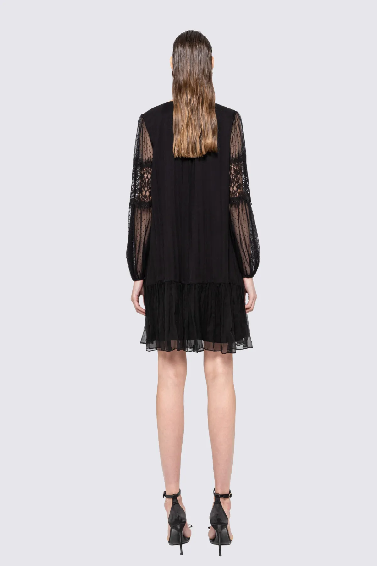 Outlet Lace-insert silk midi dress Dresses