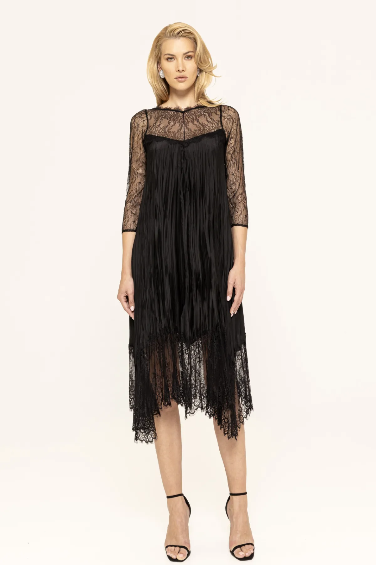 Discount Lace-trim pleated midi dress Dresses