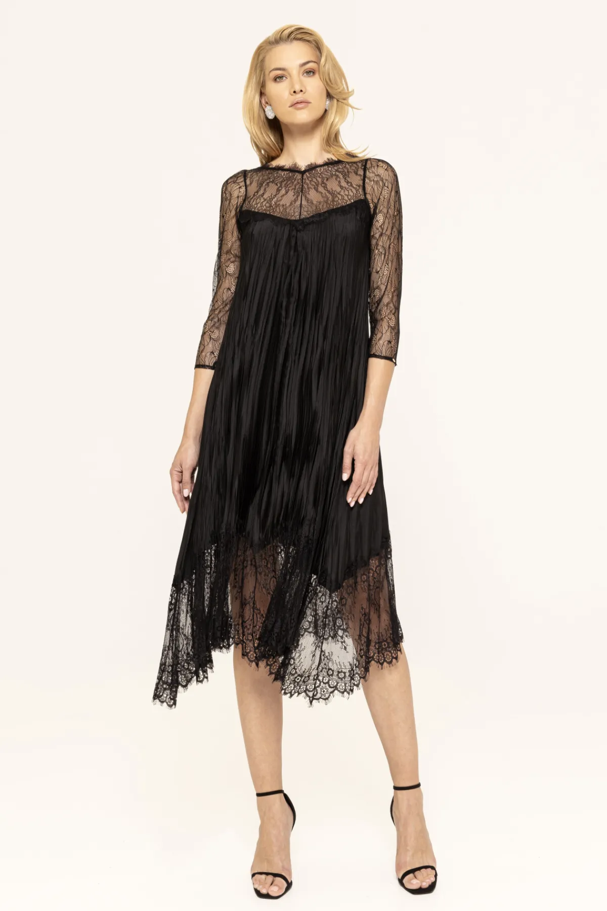 Discount Lace-trim pleated midi dress Dresses