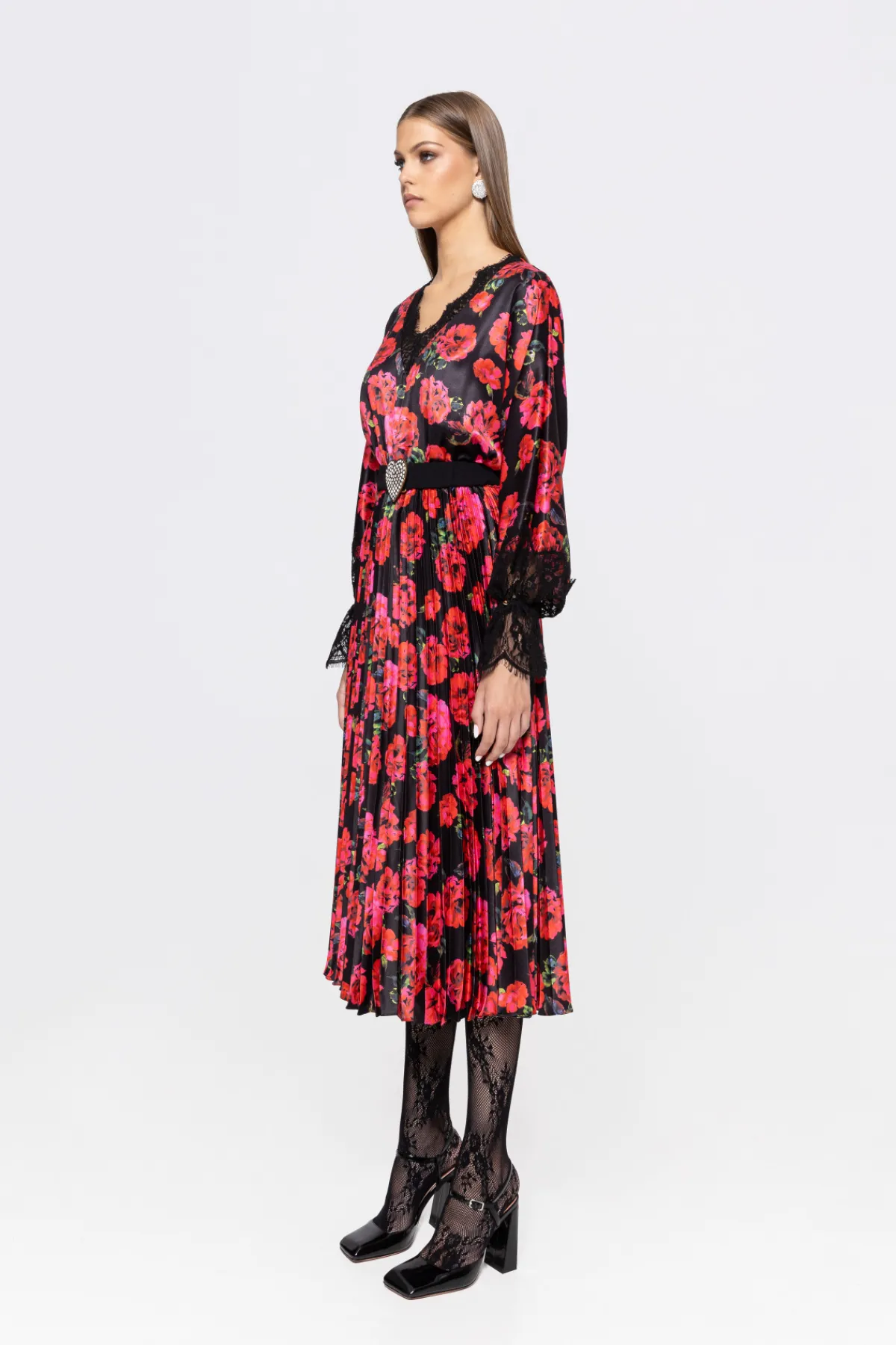 Best Sale Lace-trim satin midi dress Dresses