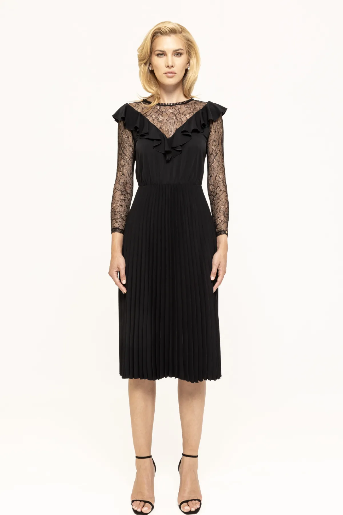 Store Lace-trimmed pleated dress Dresses