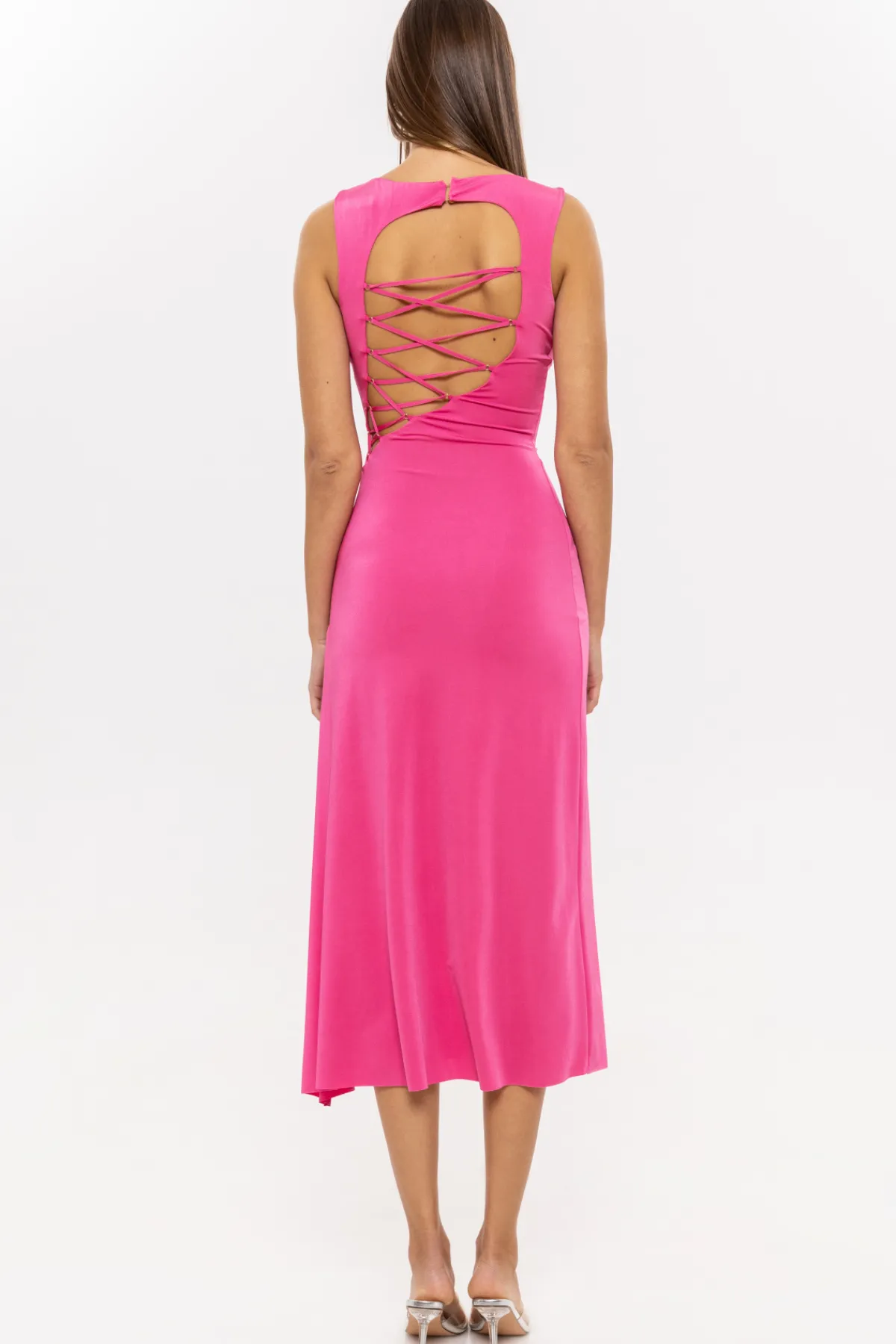 Shop Lace-up detail midi dress Dresses