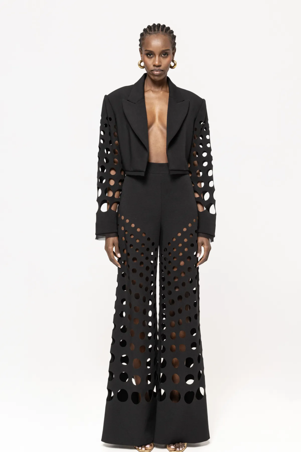 Sale Laser cuts flared pants Pants