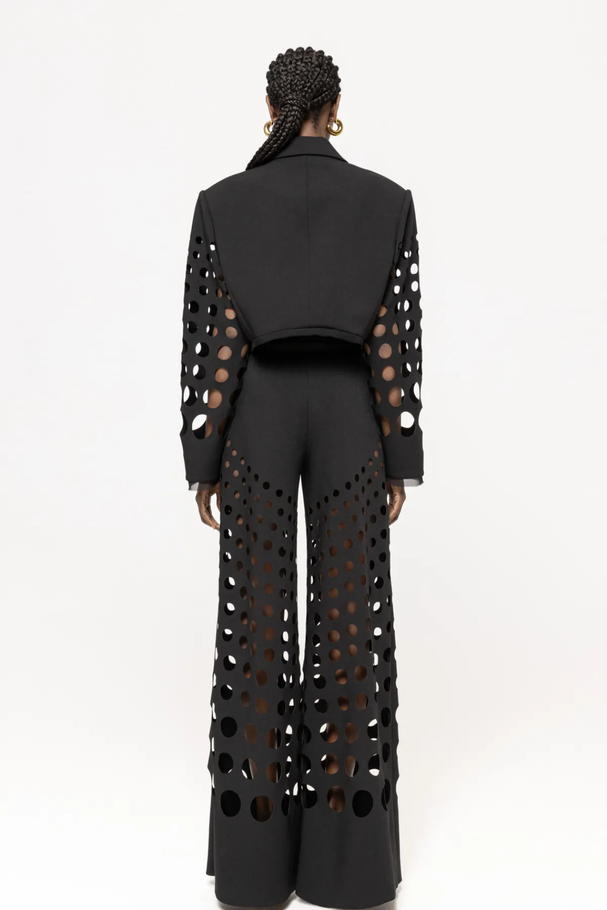 Sale Laser cuts flared pants Pants