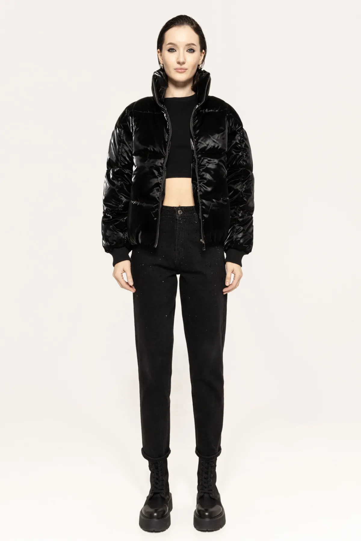 Fashion Leather effect puffer jacket Jackets