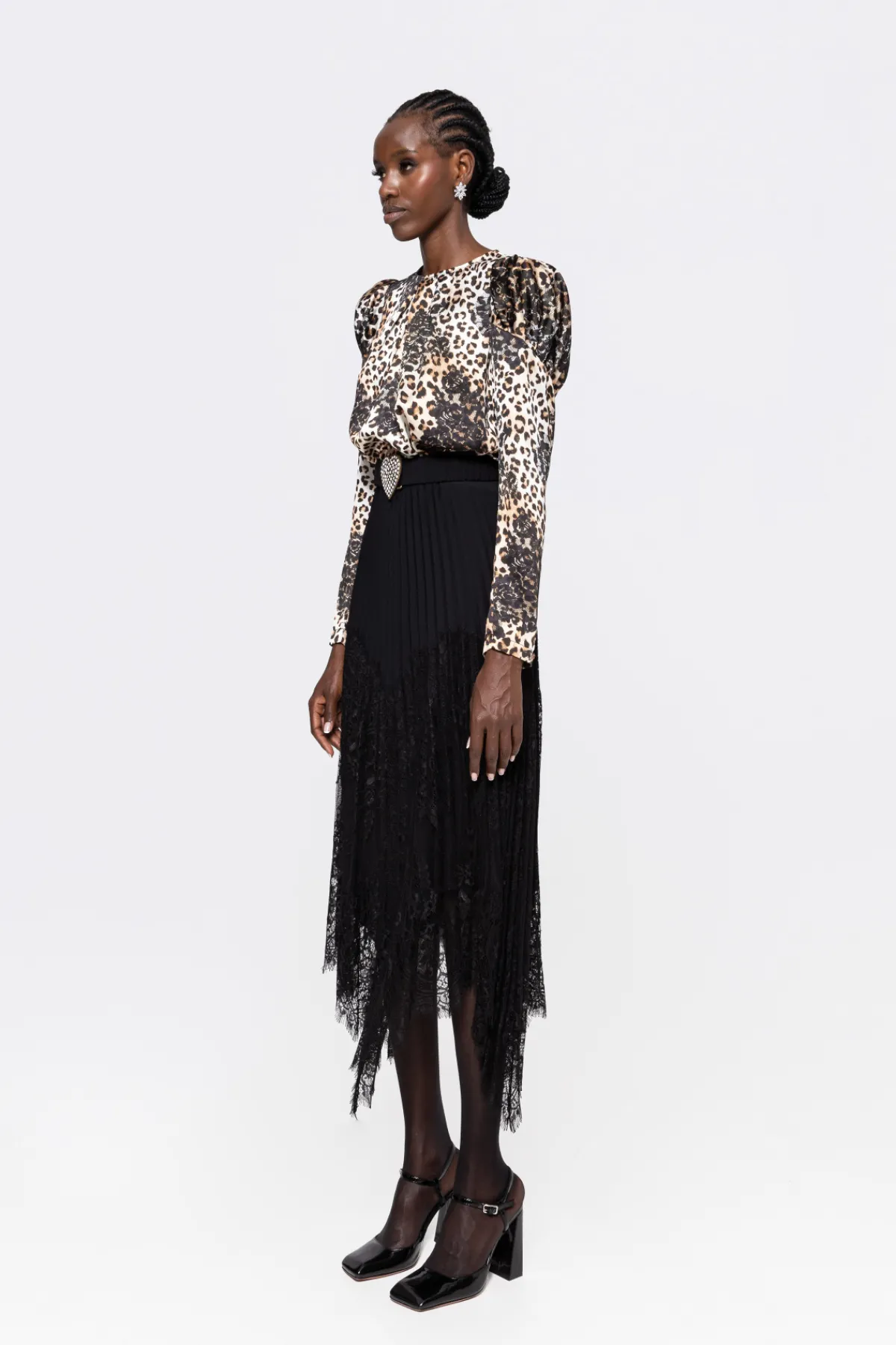Cheap Leopard- lace-detailing top Tops