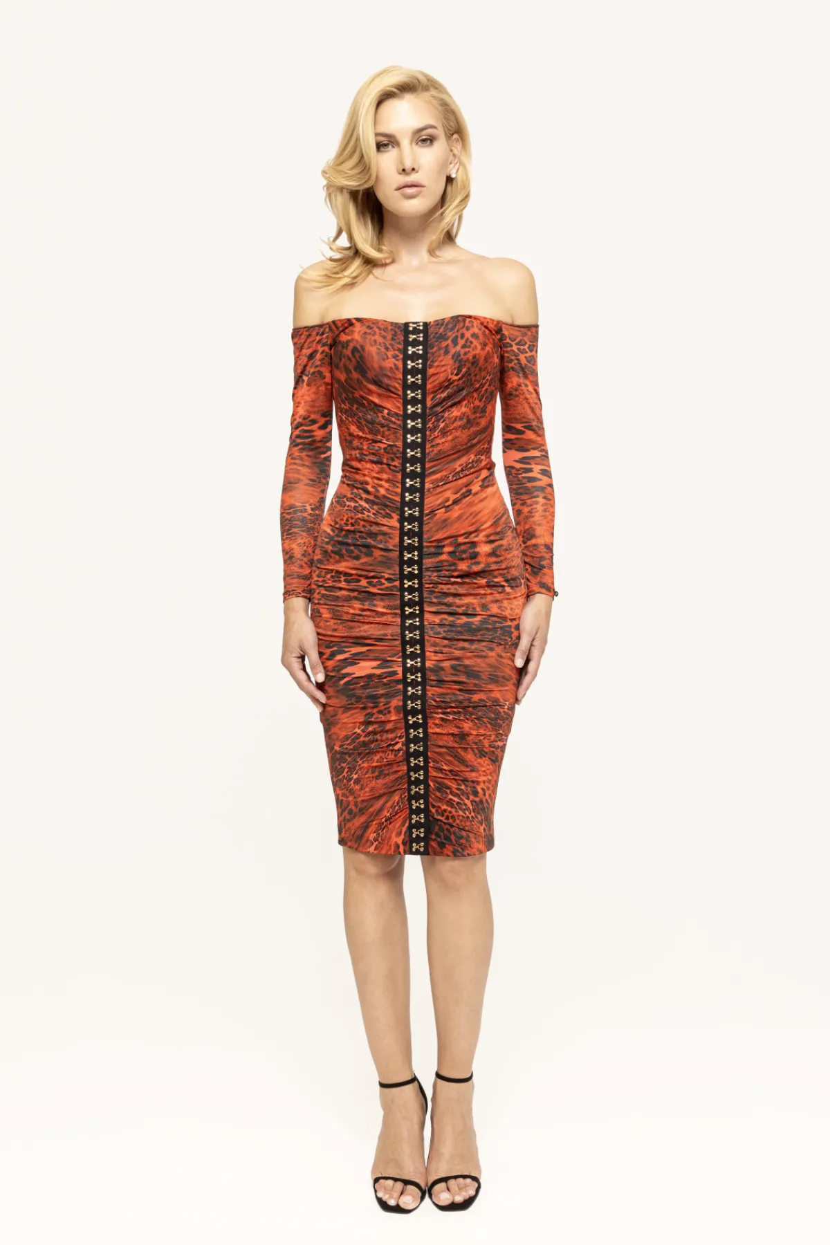 Flash Sale Leopard-print off-shoulder midi dress Dresses