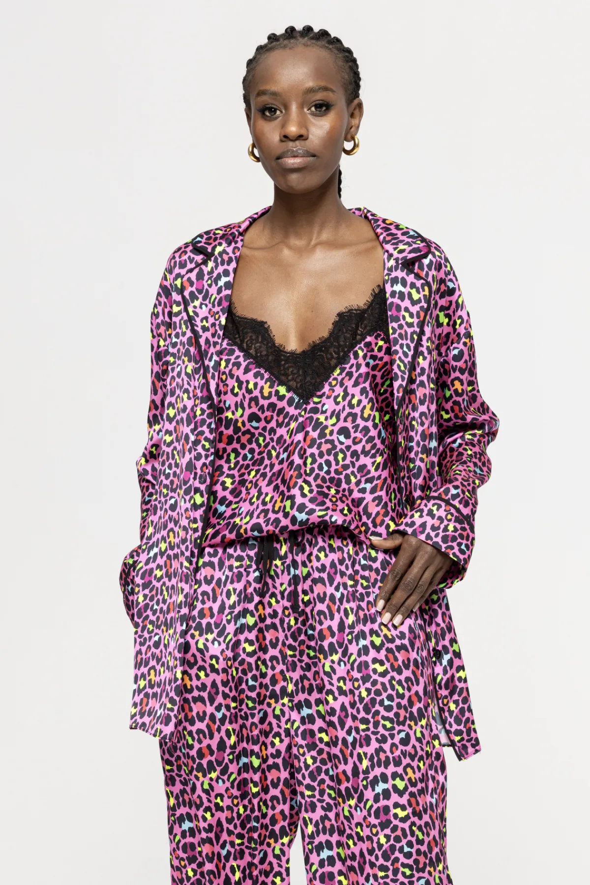 Cheap Leopard- satin shirt Tops