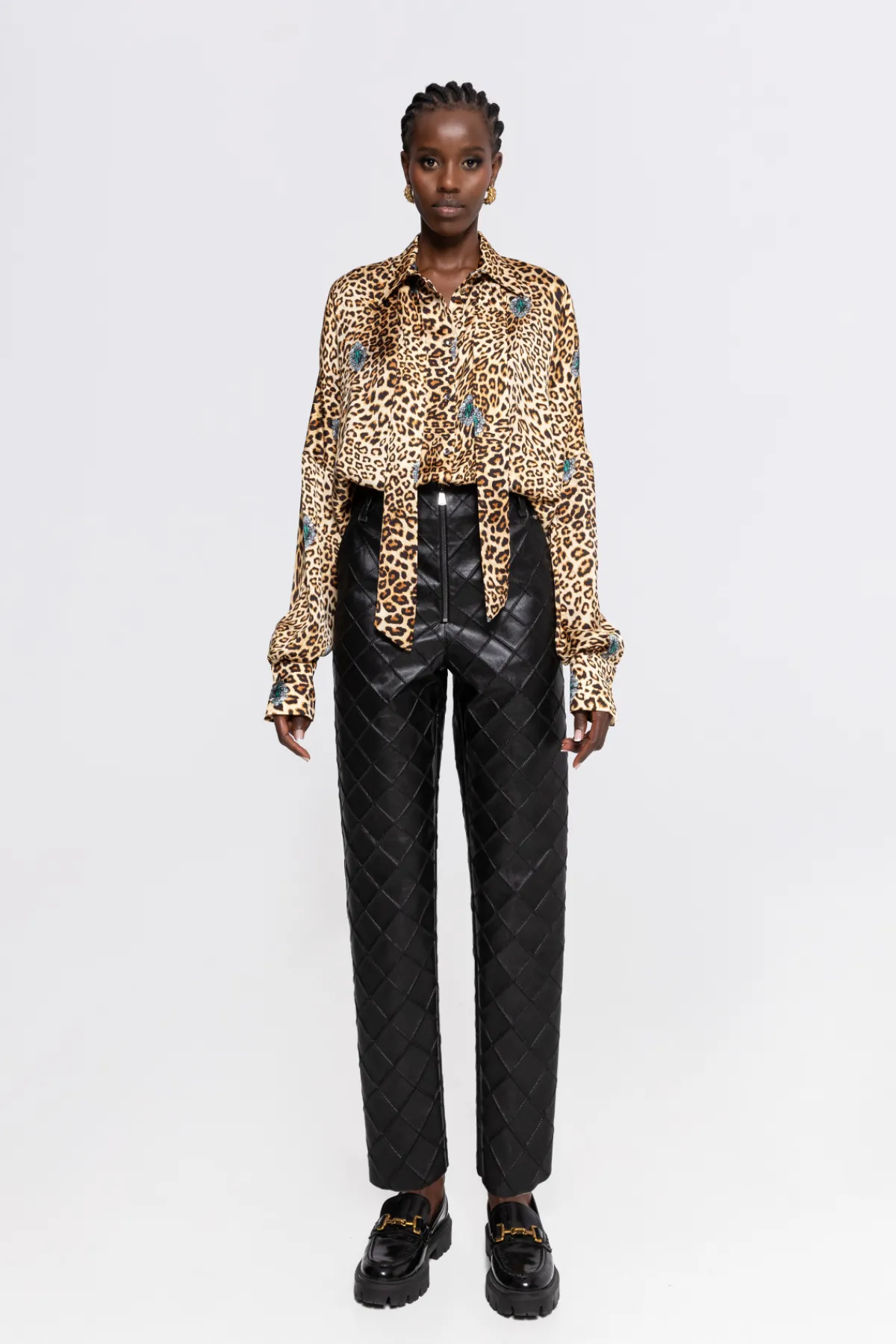 New Leopard- satin shirt Tops