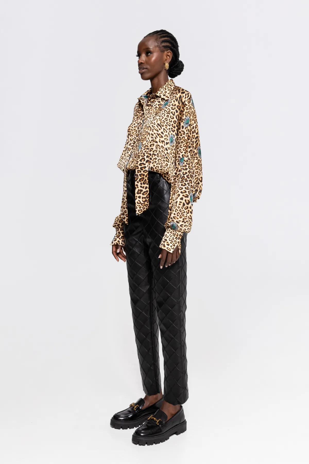 New Leopard- satin shirt Tops