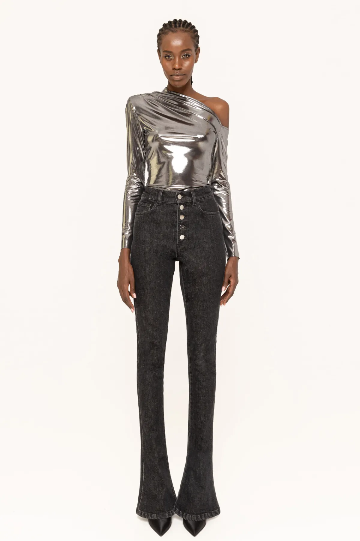 Outlet Metallic-effect lamé bodysuit Body