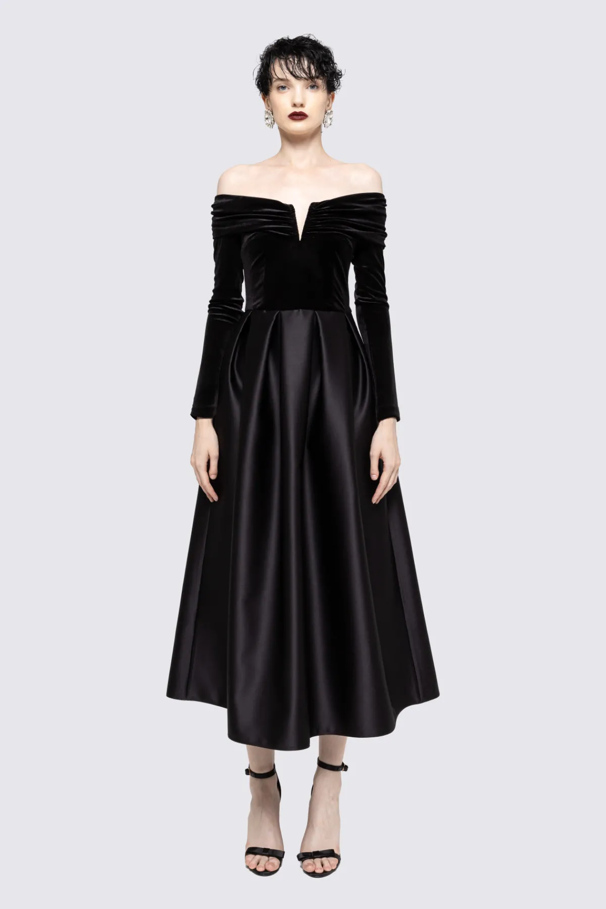 Hot Off-shoulder taffeta midi dress Dresses