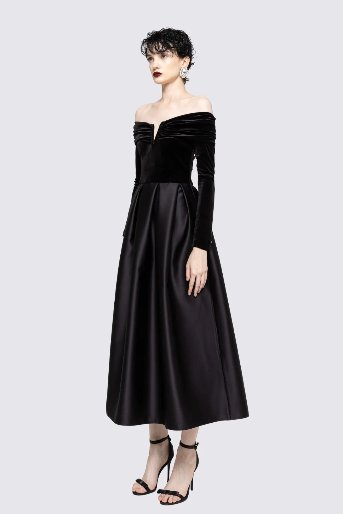 Hot Off-shoulder taffeta midi dress Dresses