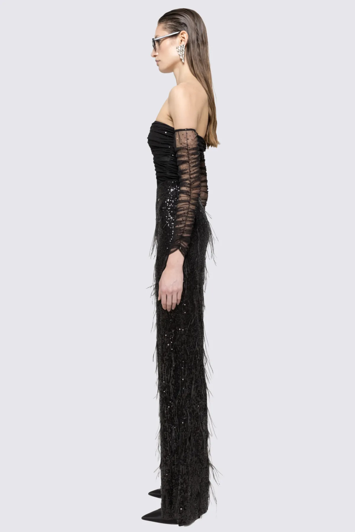 Discount Off-shoulder tulle bodysuit Body