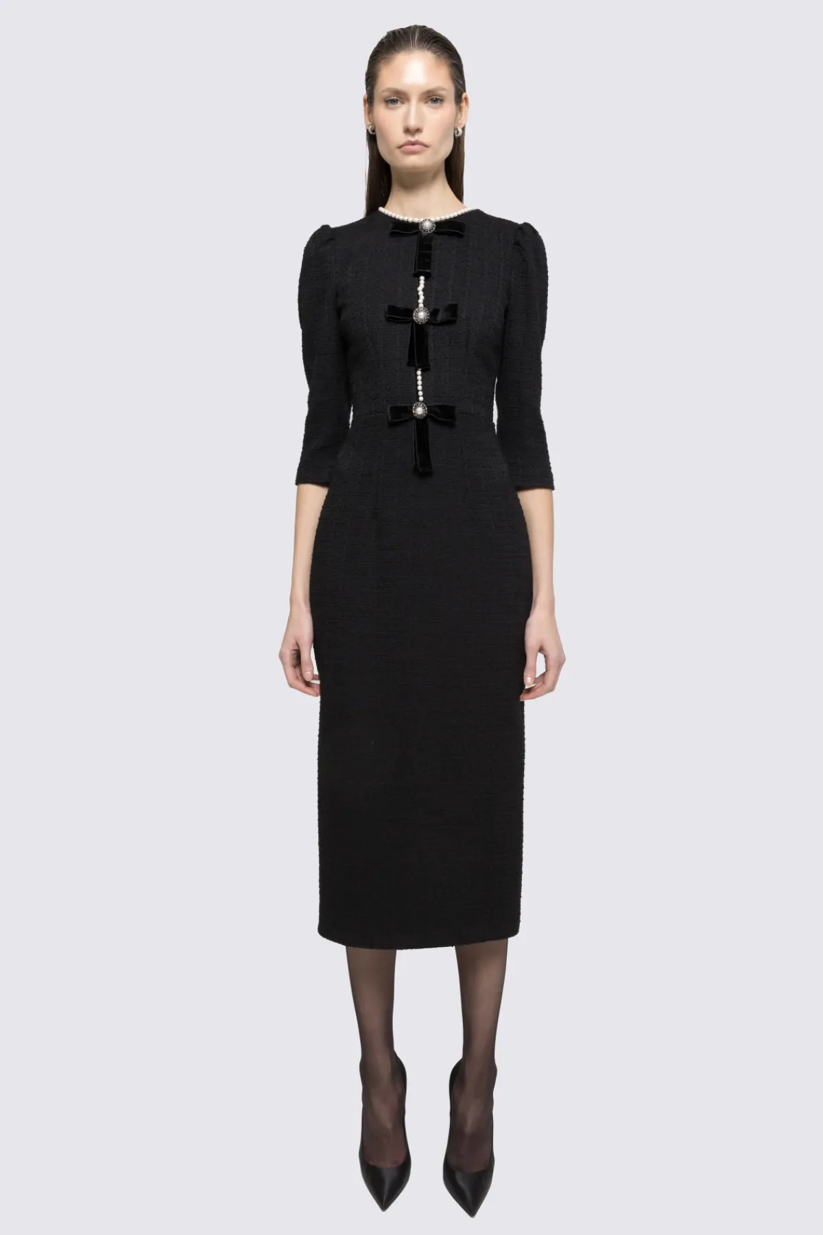 Best Sale Pearl detail boucle midi dress Dresses