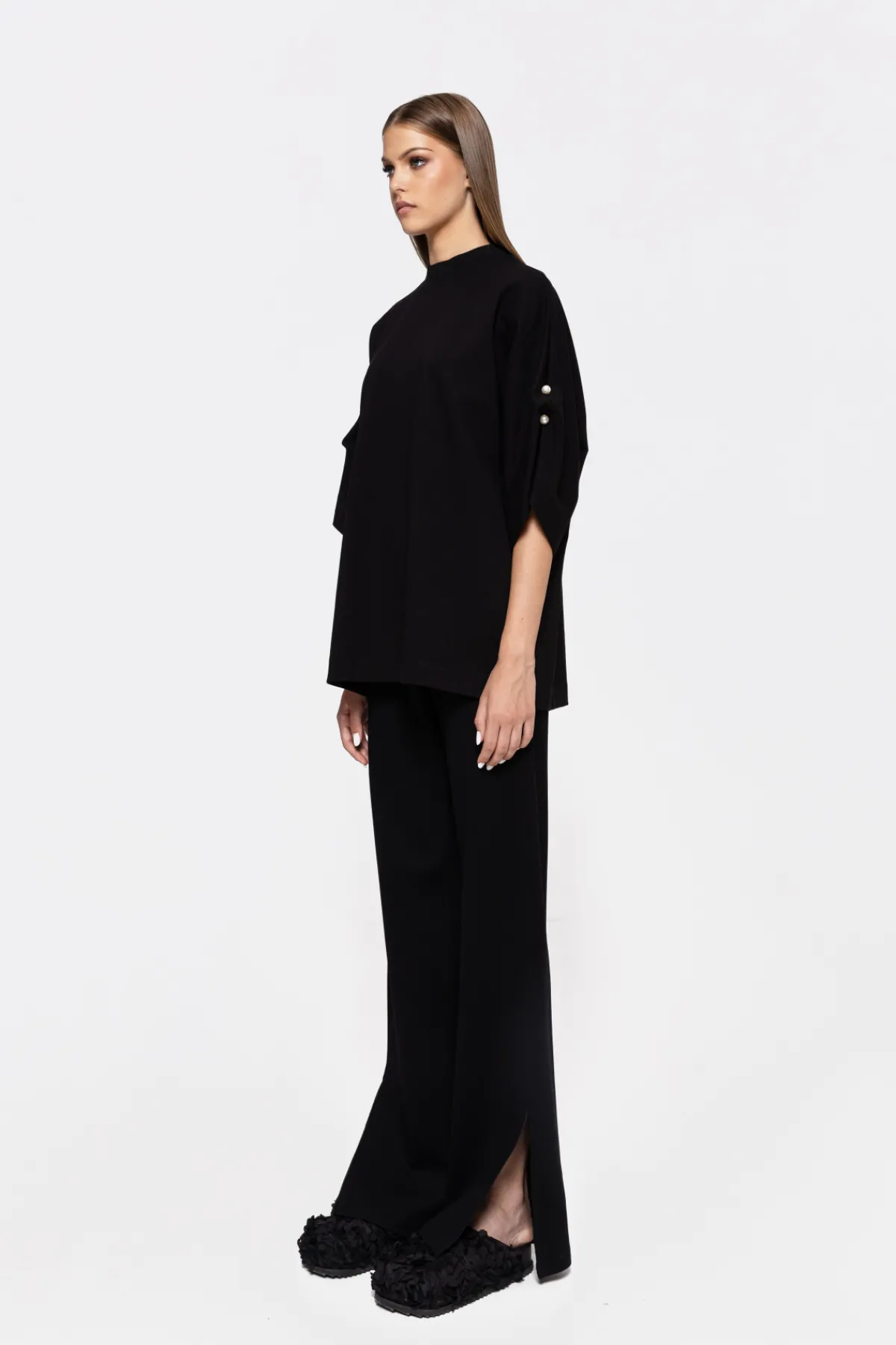 Discount Pearl detail viscose top Tops