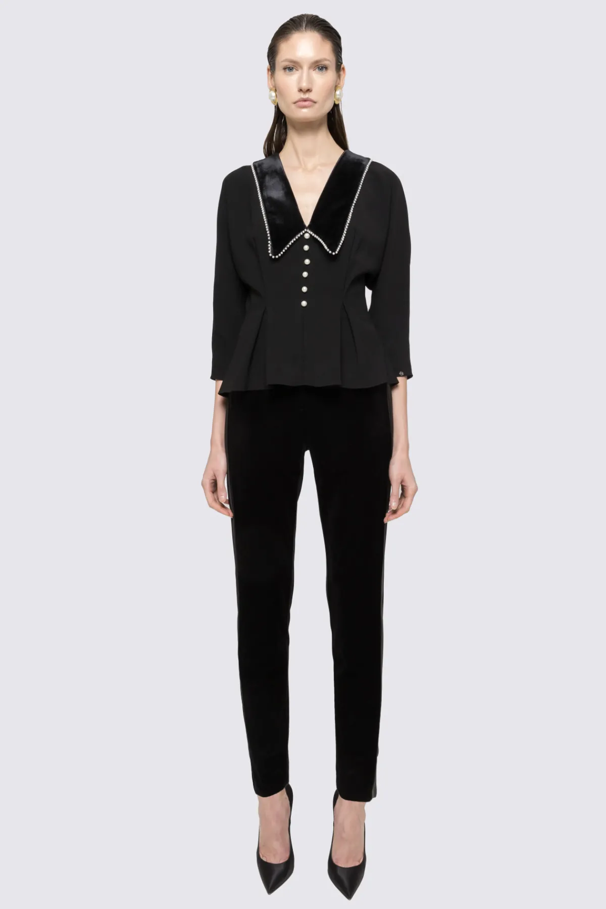 Store Pearl-detail crepe top Tops