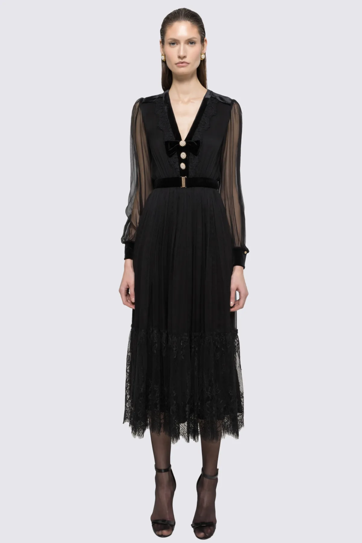 Clearance Pearl-detail silk midi dress Dresses