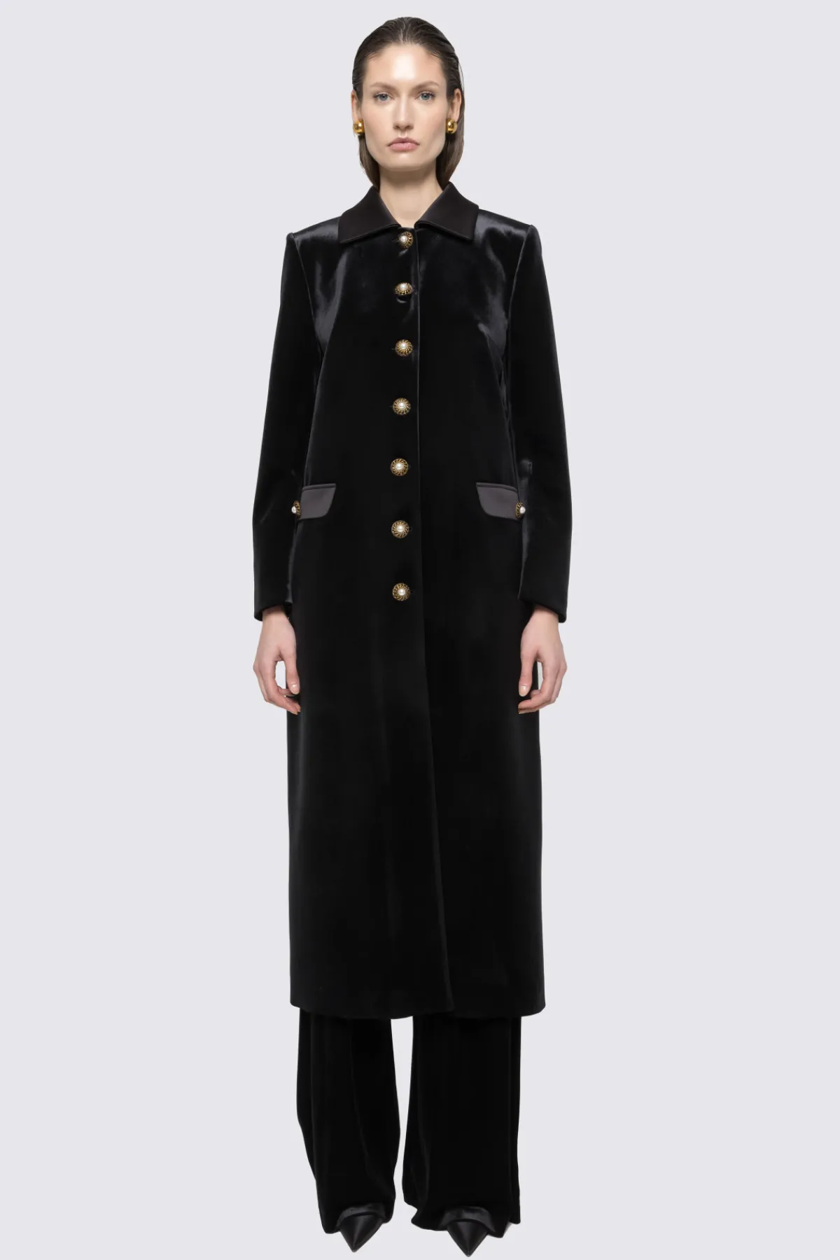 Clearance Pearl-detail velvet coat Coats