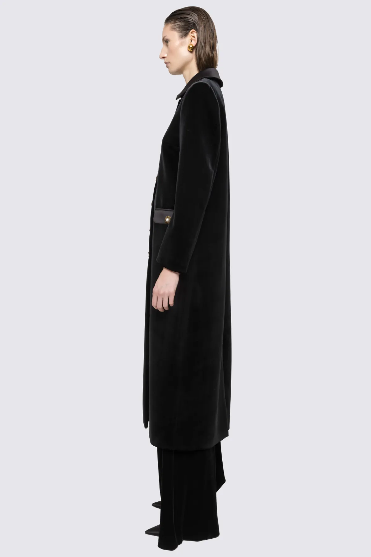 Clearance Pearl-detail velvet coat Coats
