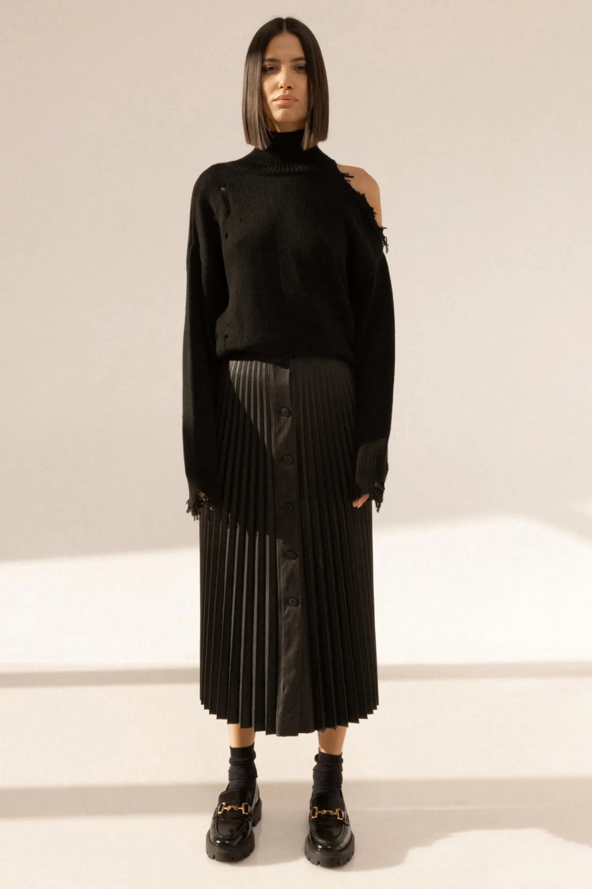 Sale Pleated faux leather skirt Leather | Skirts