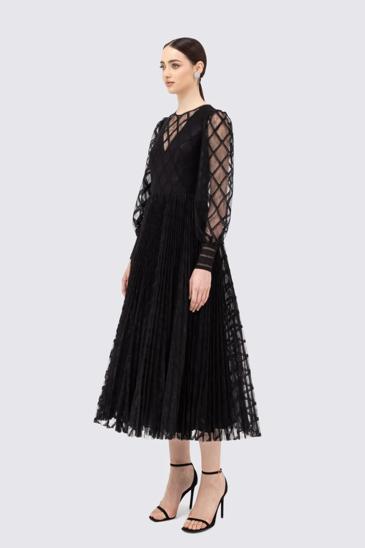 Flash Sale Pleated lace midi dress Dresses