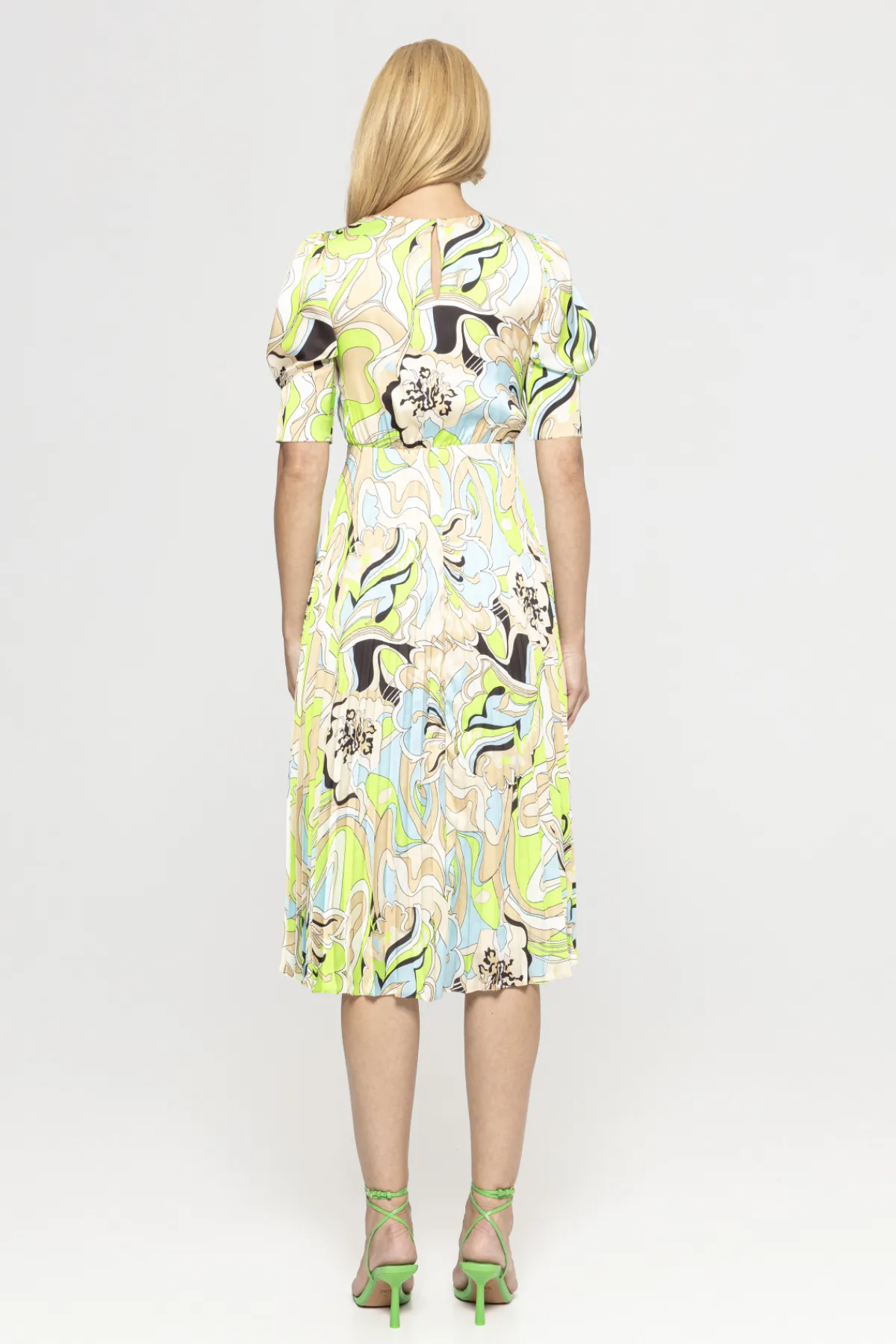 Fashion Pleated satin midi dress Dresses