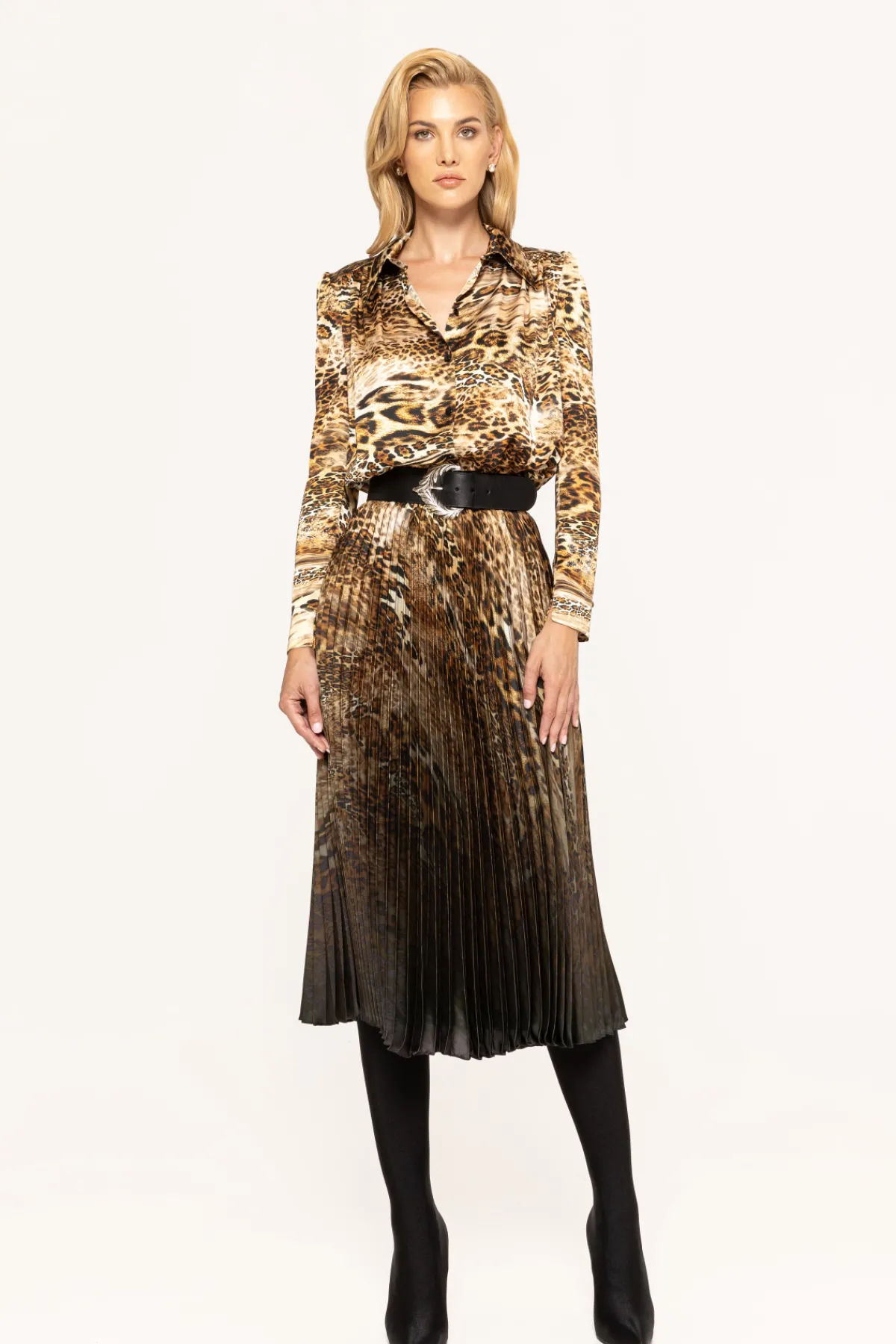 Discount Pleated satin midi skirt Skirts