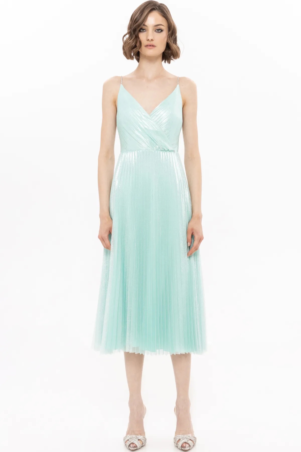 Fashion Pleated tulle midi dress Dresses