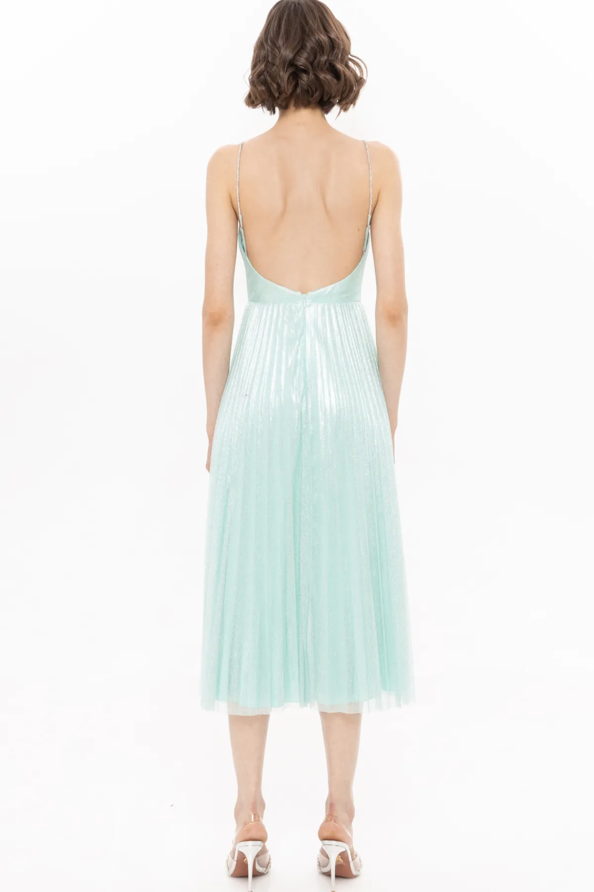 Fashion Pleated tulle midi dress Dresses