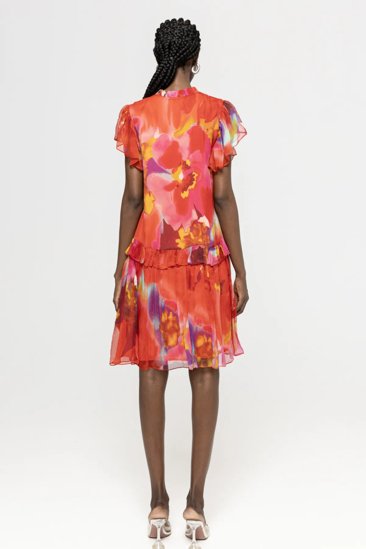 Fashion ed silk midi dress Dresses