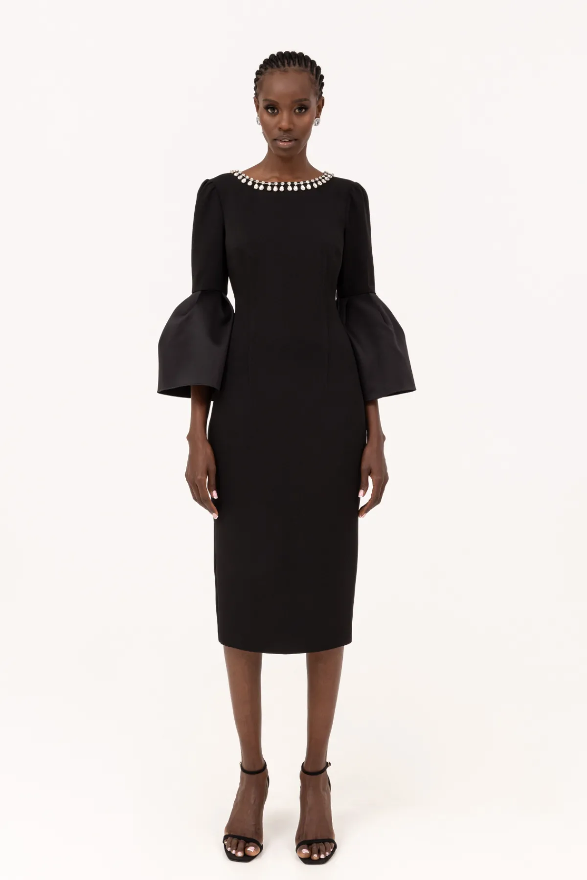 Flash Sale Puff sleeve crêpe midi dress Dresses