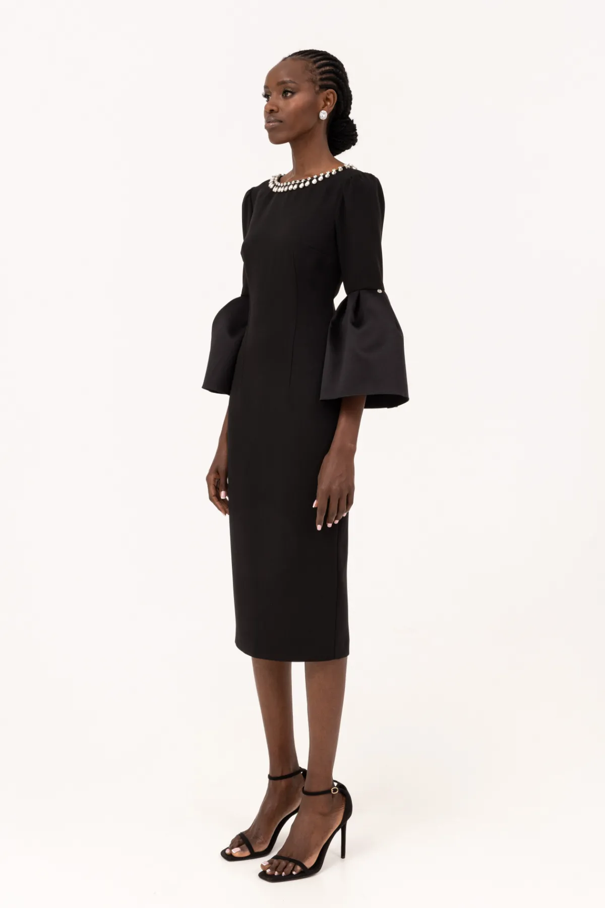 Flash Sale Puff sleeve crêpe midi dress Dresses
